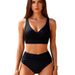 Women's Clothing Women's High-Waisted Two-Piece Bikini Set Style Sexy Swimsuit Quick-Dry Polyester, Modest Coverage_ecoleips.com