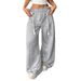 Women's High Waist Flared Joggers With Ruffle Detail & Drawstring - Soft Wide Leg Lounge Pants For Casual Wear_ecoleips.com