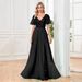 New Sequined European And American Evening Dress, Party Mesh Gown With A Large Hem, V-neck Sexy_ecoleips.com
