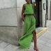 Women's Clothing Cotton And Linen Solid Color Suit Spring And Summer Casual Women's Vest Slit Trousers Two Piece Suit_ecoleips.com