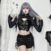 Women's Slim Fit PU Cover up Top Elegant Sexy Studded European American Style New Autumn 2024 CF24278_ecoleips.com