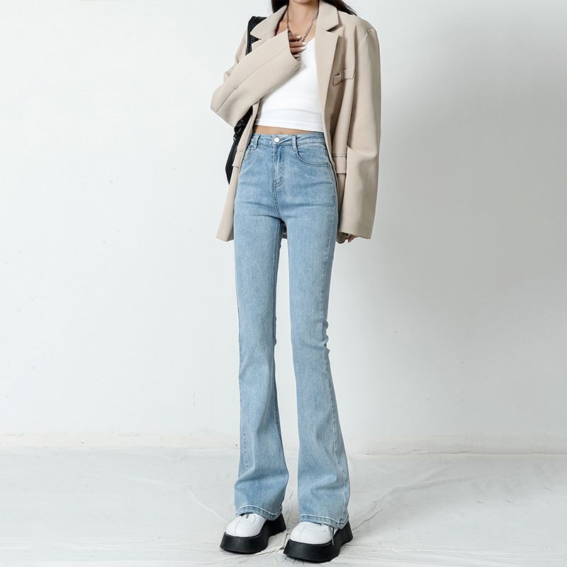 Women's High-Waisted Flared Jeans – Stretchy, Slimming, & Floor-Length For Petite To Plus Size_ecoleips.com