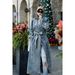 Women's Denim Trench Coat, New Spring Autumn Style, Elegant And Fashionable, Mid-length Coat_ecoleips.com
