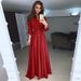 Women's Clothing Fit Long Sleeve Long Row Button Maxi Dress Lace Up Dress_ecoleips.com