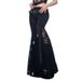 High Waisted Lace Trimmed Black Flared Trousers Women's Dark Punk Style Versatile Straight Leg Trousers New Autumn Collection_ecoleips.com