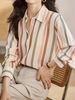 K Color Blocking Temperament Striped Shirt For Women, New Niche Retro Style, Loose Collar, Slimming Effect_ecoleips.com