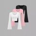 Women's Clothing Fashion Solid Color Round Neck Trumpet Sleeve Short Slim Fit T Shirt_ecoleips.com