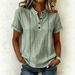 Women's Clothing Printed Button-Up Short Sleeve Shirt Casual Stand Collar Top Loose Fit Summer Fashion_ecoleips.com
