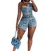 Women's Clothing Women's Denim Suit Fashion Style Cross Wrap Chest Overalls With Shorts For Formal & Casual For Women_ecoleips.com