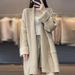 Women's Long Sleeved Sweater Jacket Thickened Mid-Length Solid Color Knitted Cardigan Loose And Lazy Style Outer Wear_ecoleips.com