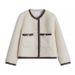 Elegant Faux Shearling Coat Women's Winter Short Jacket Soft Fleece Lined Outerwear Loose Fit Round Neck Casual Blouse_ecoleips.com