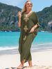 Women's Clothing Cotton Embroidered Beach Cover Up Seaside Holiday Dress Embroidered Holiday Bikini Cover Up_ecoleips.com