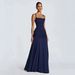 Summer Elegant Women's Dress Style Solid Color Sleeveless Waist Cinching Cross Border Fashionable Suspender Gown_ecoleips.com