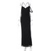 Women's Sexy Low Cut Solid Color Dress European American Style Summer New French Temperament Backless Suspender Dress_ecoleips.com