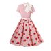 Cross-Border European And American Retro For Women 2025 New Hepburn Print Floral Polka Dot Bow Dress_ecoleips.com