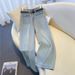 Women's Clothing Light Blue High-Waisted Wide Leg Jeans For Women Plus Size Loose Fit Slimming Petite Pear Shaped Straight Leg Jeans_ecoleips.com