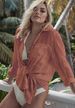 Women's Clothing Beach Cover Up Wrinkled Fabric Vacation Bikini Sun Protection Shirt_ecoleips.com