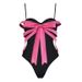 European And American Bikini New Black And Pink Color Matching Bow Decoration Sweet Girl Split Swimsuit Suit Female_ecoleips.com