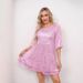 Women's Clothing Fashion Solid Color Loose Waist Short Sleeve Short Skirt Sequin Dress Banquet Dress_ecoleips.com