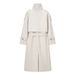 Women's Clothing Elegant Double-Breasted Long Trench Coat With Stand Collar - Stylish Winter Overcoat Classic Urban Fashion, Polyester Blend_ecoleips.com