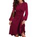 2024 New European American Round Neck Pullover Fashion Long Sleeve Slim Fit Slit Dress For Autumn And Winter_ecoleips.com