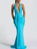 Deep V Neck Draped Ruched Sexy Maxi Dress Women Summer Fashion Halter Sleeveless Backless Club Party Long Dress Elegant BM98_ecoleips.com