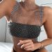 Women's Slim Fit Round Neck Long Sleeve T-Shirt Rhinestone Fishnet Cover Up European American Style Inner Layer Base Shirt Summer Trendy_ecoleips.com