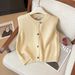 French Style White Layered Cardigan Sweater For Women Early Autumn Slimming Loose Versatile Knitted Vest Sleeveless Top_ecoleips.com