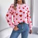 Women's Clothing Casual Color Blocked Heart Lantern Sleeve Pullover Sweater Spring/Autumn Winter Acrylic Regular Thickness England Style Fashion_ecoleips.com