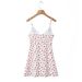 24 Summer New Women's European And American Style Sexy Hot Girl V-neck Rose Floral Waist-Cinching Drawstring Strap Dress_ecoleips.com