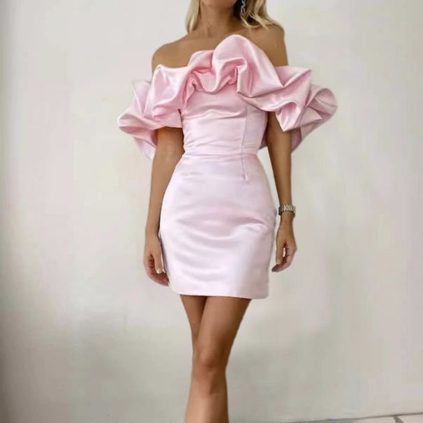 Elegant 3D Bubble Neckline Bodycon Party Dress For Women - Sexy Off-Shoulder Cocktail Evening Gown (Black/White/Red/Pink/Violet, XS/S/M/L/XL)_ecoleips.com