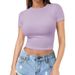 Crossing The Navel T-shirt Spice Girl Summer Pullover Top Women's Thin Crew Neck Fashion Milk Silk Short Sleeves_ecoleips.com