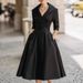 2026 European And American Women's Clothing Independent Site Elegant Formal Waist-cinching Slimming Long-sleeved_ecoleips.com