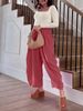 2026 European And American Women's Clothing Elastic Waist Pleated High Waist Wide Leg Pants Loose Casual Cotton And Linen Trousers_ecoleips.com