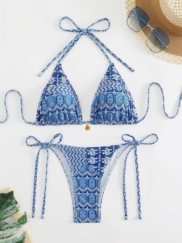 Women's Clothing New Bikini Hot Selling Printed Lace Up Sexy Bikini Split Swimsuit Swimsuit_ecoleips.com