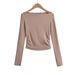 DS24310-24 Summer New European And American Style Hot Girl Casual Pure Desire Off-Shoulder Long Sleeve Versatile Women's_ecoleips.com