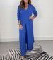 Women's Clothing Spring And Summer New Wear V Neck Long Sleeve Split Tops And Pants Two Piece Set_ecoleips.com