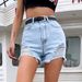 Women's Clothing Style Ins Fashion High Waist Denim Ripped Shorts_ecoleips.com