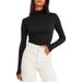 Autumn/Winter Women's Clothing: Collared Long-Sleeved Underwear With High Neck, Slim Fit, Versatile Top_ecoleips.com