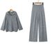 Women's Clothing Chic Oversized Knit Sweater & High-Waisted Trousers Set - Soft Round Neck, Long Sleeves, Streetwear Comfort (Ivory/Grey/Khaki)_ecoleips.com