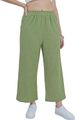 Women's High-Waisted Wide Leg Capri Pants Cotton Linen Blend 7/8 Length Elastic Casual Loose Fit Summer Bottoms_ecoleips.com