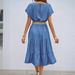 Cross-border European And American Summer Fashion Casual Solid Color Simple Round-neck Short-sleeve Mid-length Dress For_ecoleips.com