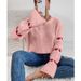 Women's Oversized Long Sleeve Sweater With Stripe & Heart Embroidery - Soft Acrylic Knit Pullover, Round Neck, Sweet Casual Tops_ecoleips.com