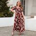 Cross-Border Women's Clothing Plus Size Printed Casual Vacation Bohemian French Elegant Mid-Length Dress_ecoleips.com