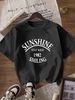 Women's Casual Round Neck Sports Top Multi Color Short Sleeve Fashionable Simple American Style Solid Printed Loose T-Shirt_ecoleips.com