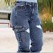 European American Cross-border Foreign Trade Women's Ripped Stretch Skinny Jeans With Elastic Cuffs And Multiple Pockets_ecoleips.com