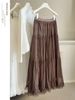 Spring High Waisted Ruffled Mesh Maxi Skirt for Women Gentle Slimming Flowy A-Line Long Skirt New Style 2026_ecoleips.com