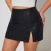 K PU Leather Half Body Skirt Pants Sexy Front Slit Hip Hugging Short Skirt Pants For Women_ecoleips.com