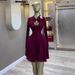 Elegant Hollow-Out Bodycon Mini Dress - Sexy Summer A-Line Short Dress With High Waist & Long Sleeves, Polyester Stretch Fit For Women_ecoleips.com