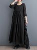 Black Vintage Pleated Ruffles Dresses For Women Autumn New Long Sleeve Loose Casual Dress Vestidos Fashion Elegant Clothes 2025_ecoleips.com